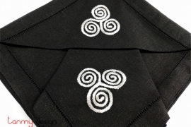Bộ khăn ăn (6 chiếc) 45x45 đen thêu xoáy